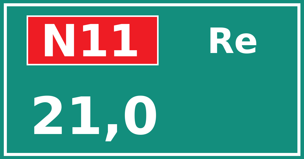Hectometerbord N11 21,0 zijde Re