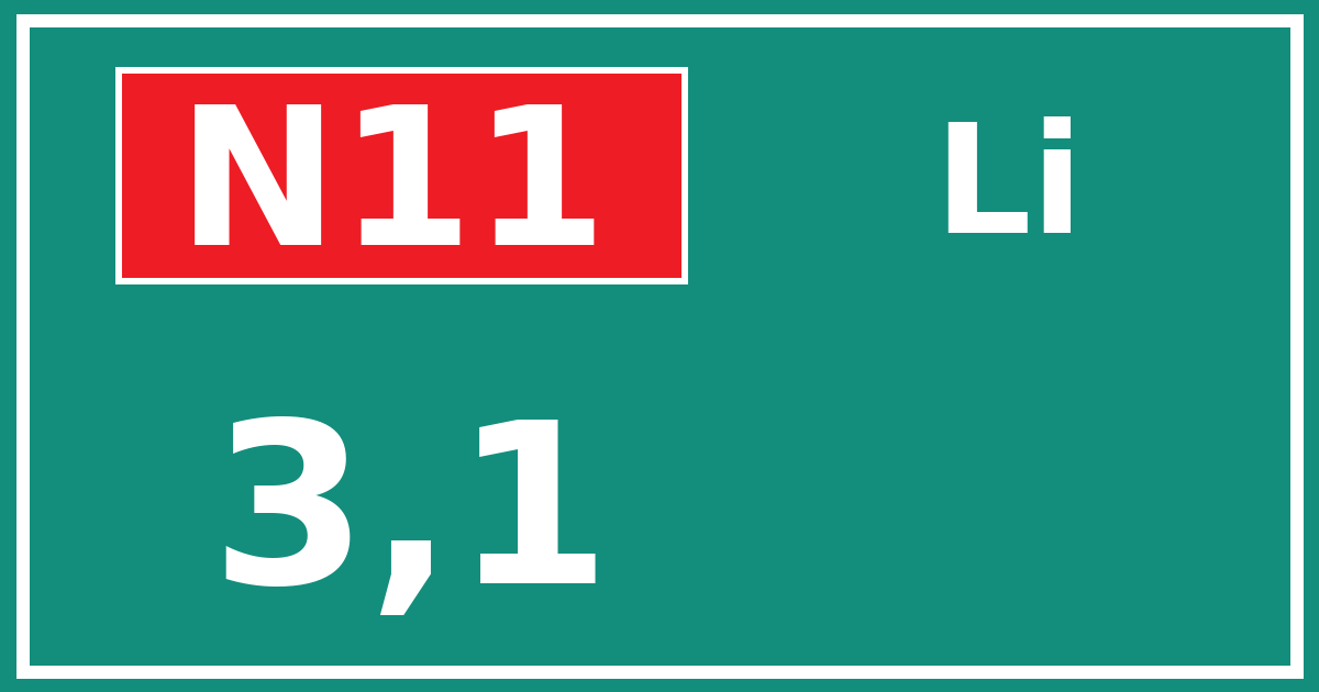 Hectometerbord N11 3,1 zijde Li