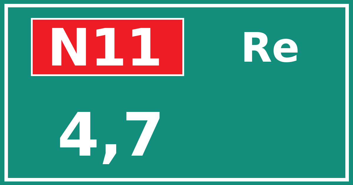 Hectometerbord N11 4,7 zijde Re