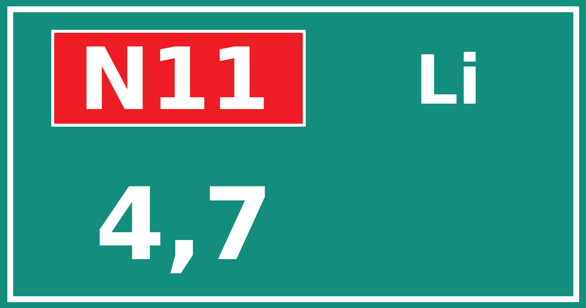 Hectometerbord N11 4,7 zijde Li