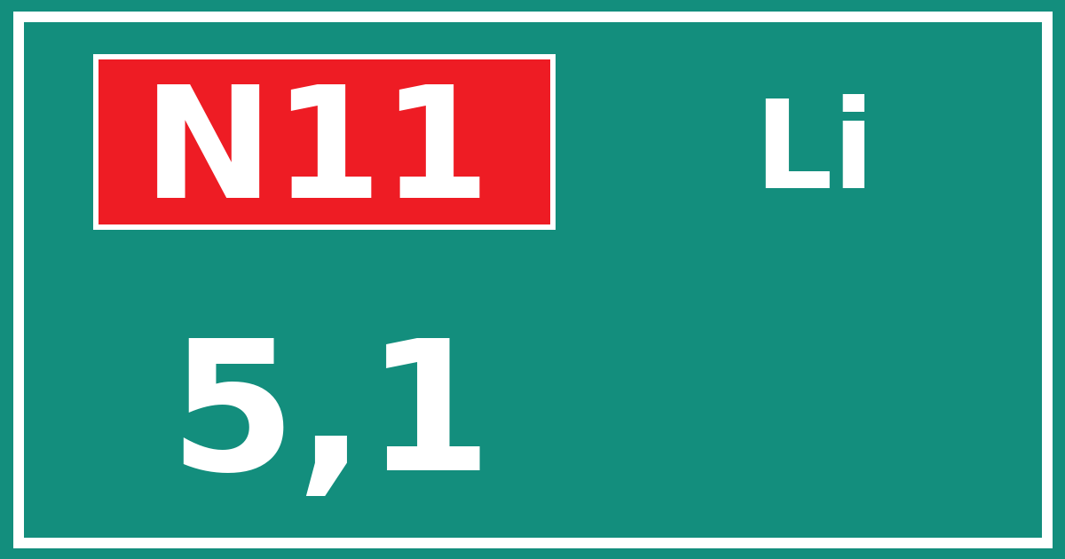 Hectometerbord N11 5,1 zijde Li