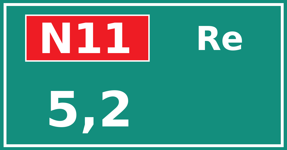 Hectometerbord N11 5,2 zijde Re
