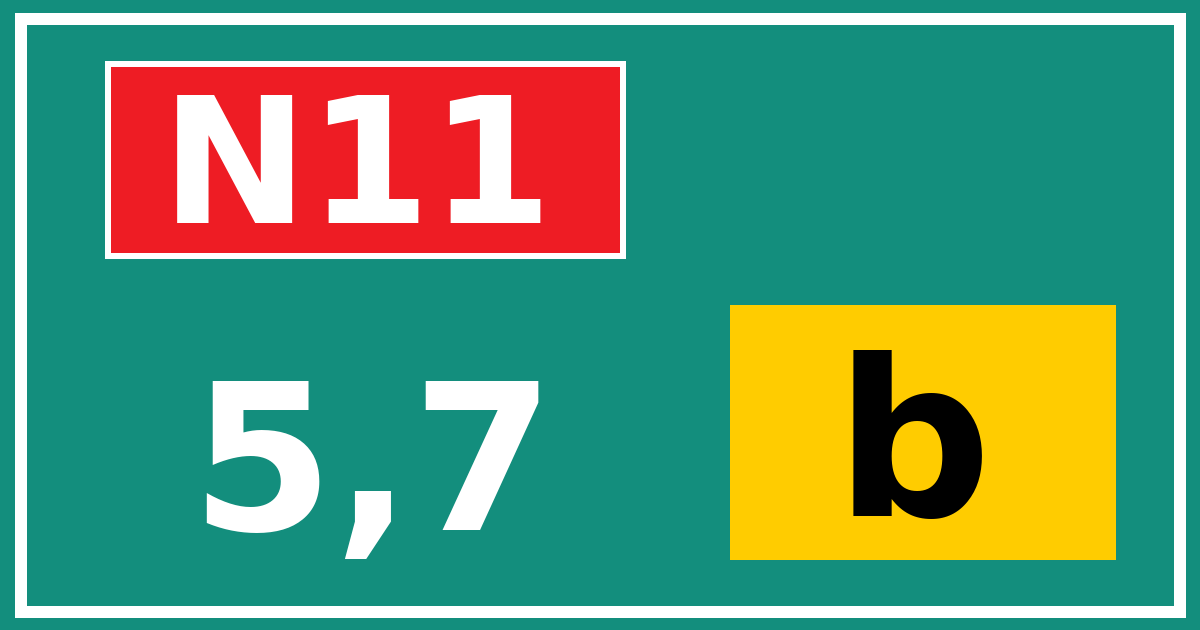 Hectometerbord N11 5,7 letter b