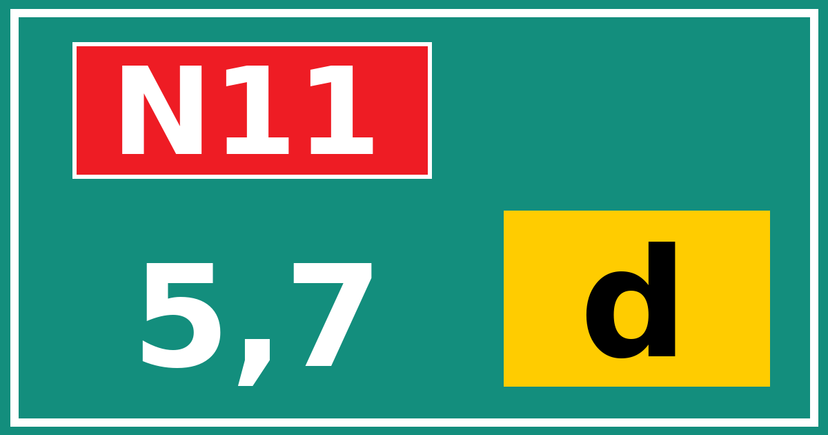 Hectometerbord N11 5,7 letter d