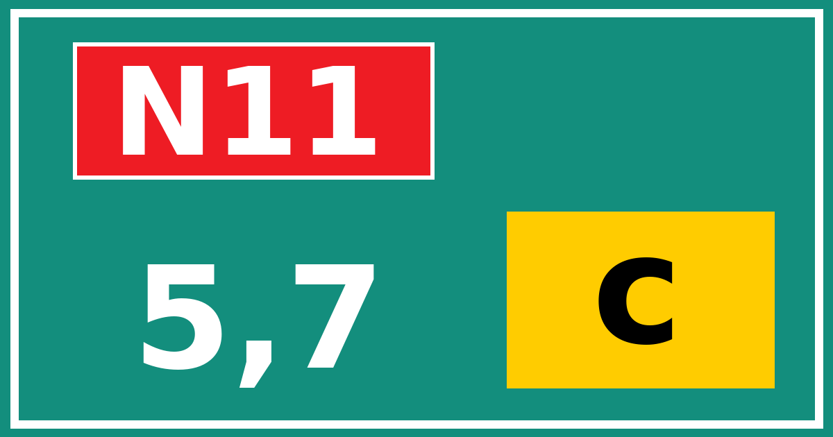 Hectometerbord N11 5,7 letter c