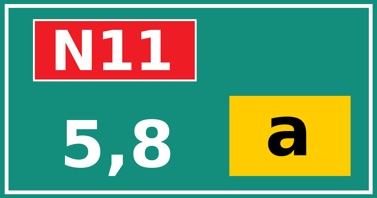 Hectometerbord N11 5,8 letter a