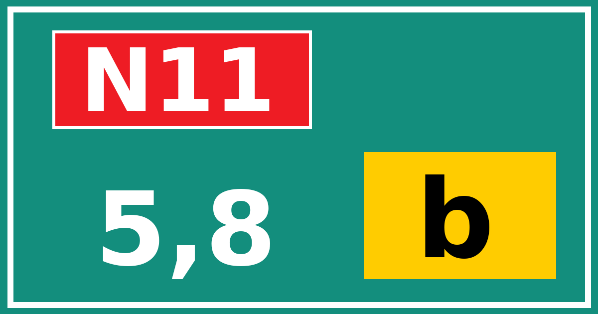 Hectometerbord N11 5,8 letter b