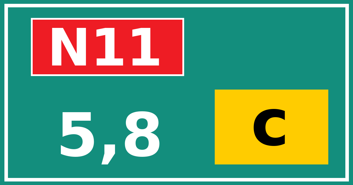 Hectometerbord N11 5,8 letter c