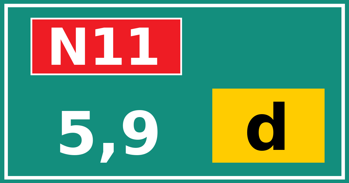 Hectometerbord N11 5,9 letter d