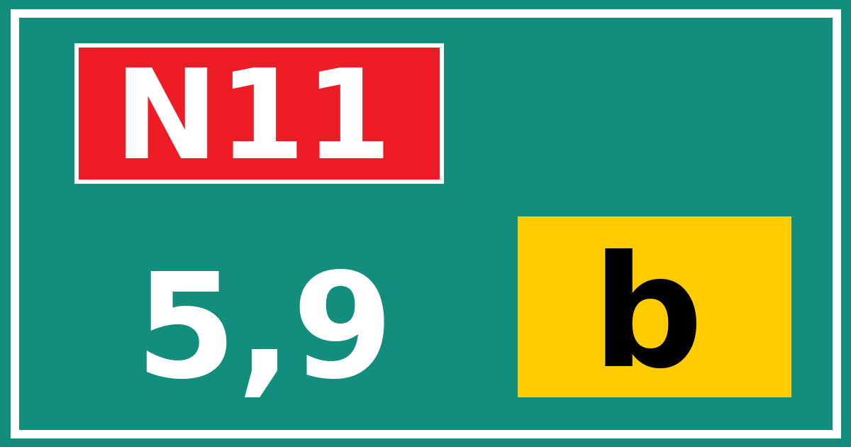 Hectometerbord N11 5,9 letter b