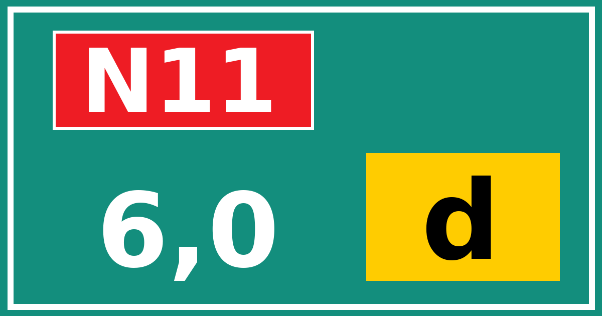 Hectometerbord N11 6,0 letter d