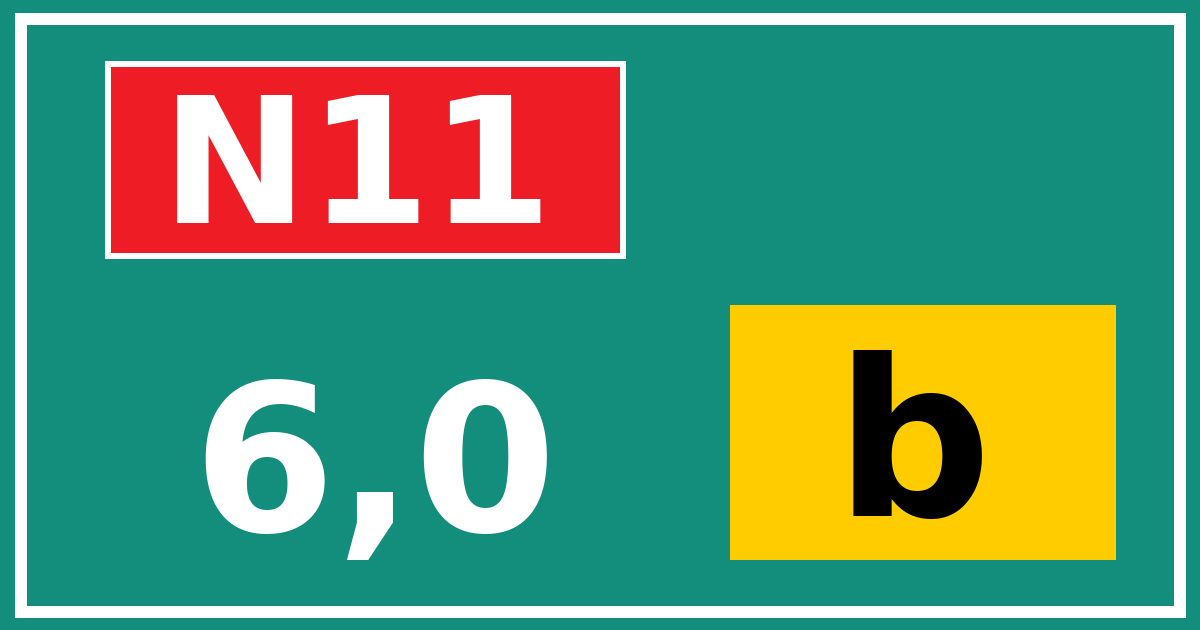 Hectometerbord N11 6,0 letter b