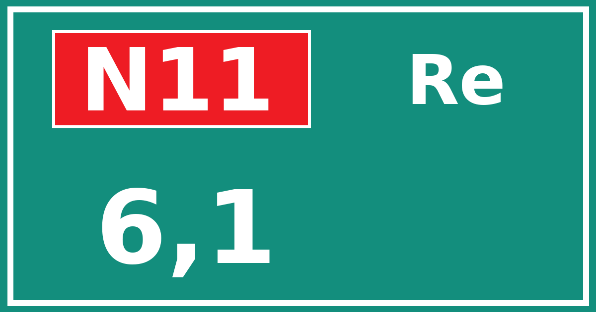 Hectometerbord N11 6,1 zijde Re