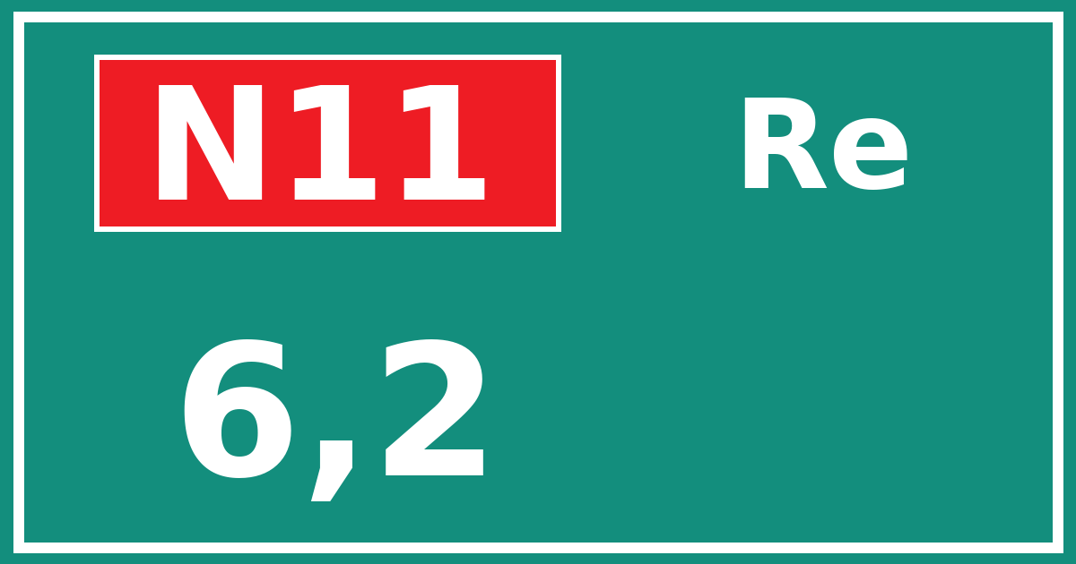 Hectometerbord N11 6,2 zijde Re