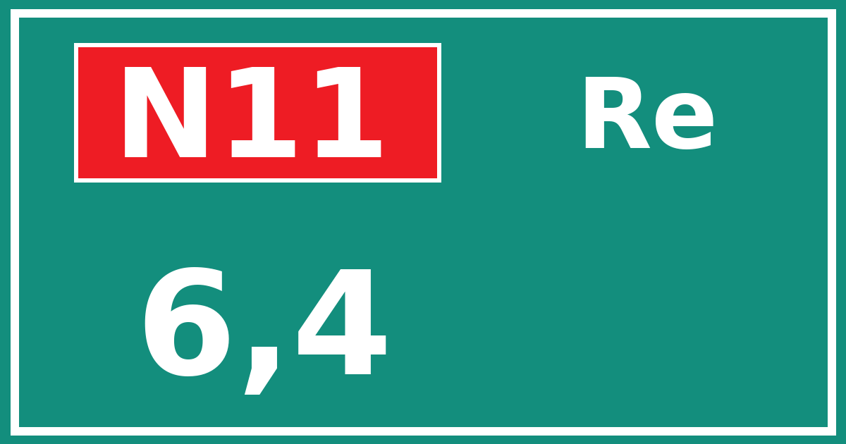 Hectometerbord N11 6,4 zijde Re