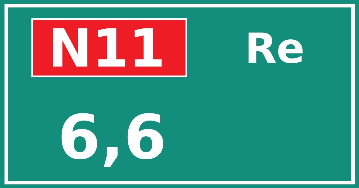 Hectometerbord N11 6,6 zijde Re