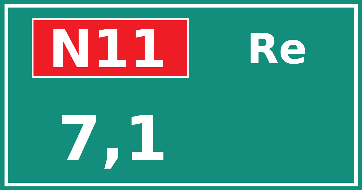 Hectometerbord N11 7,1 zijde Re