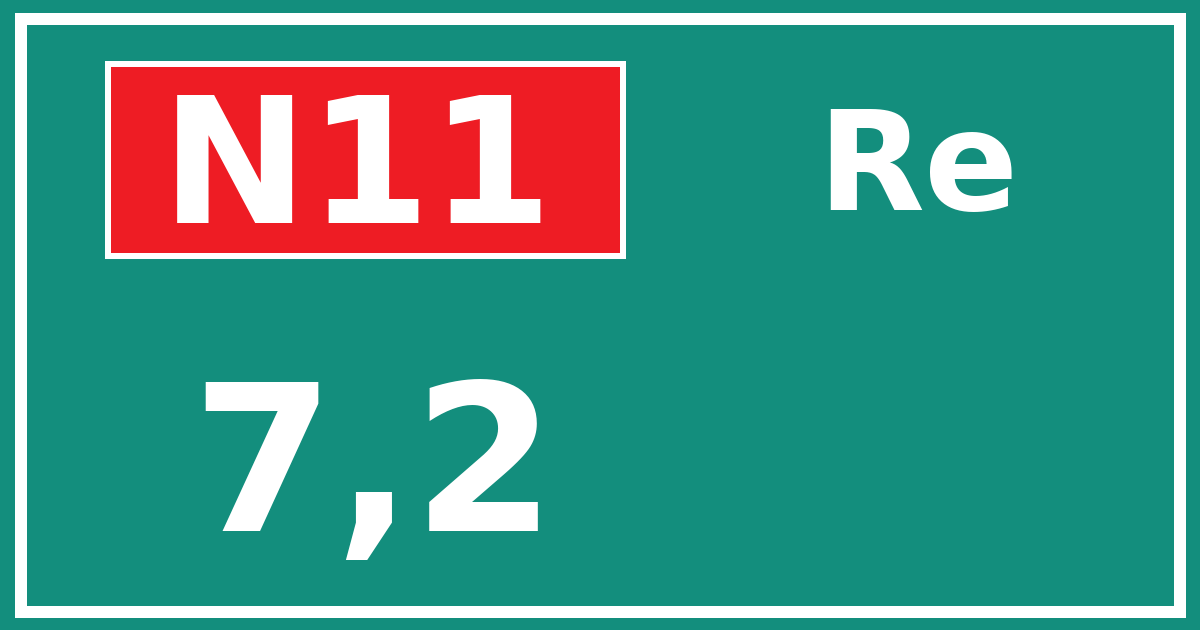 Hectometerbord N11 7,2 zijde Re