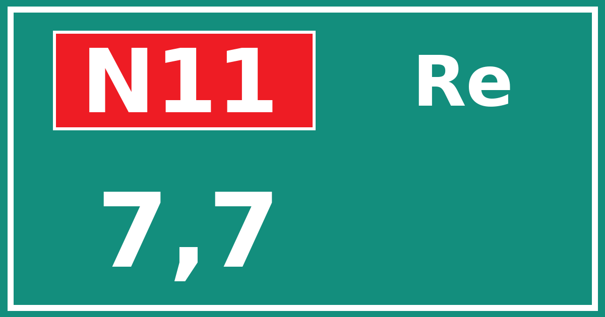 Hectometerbord N11 7,7 zijde Re