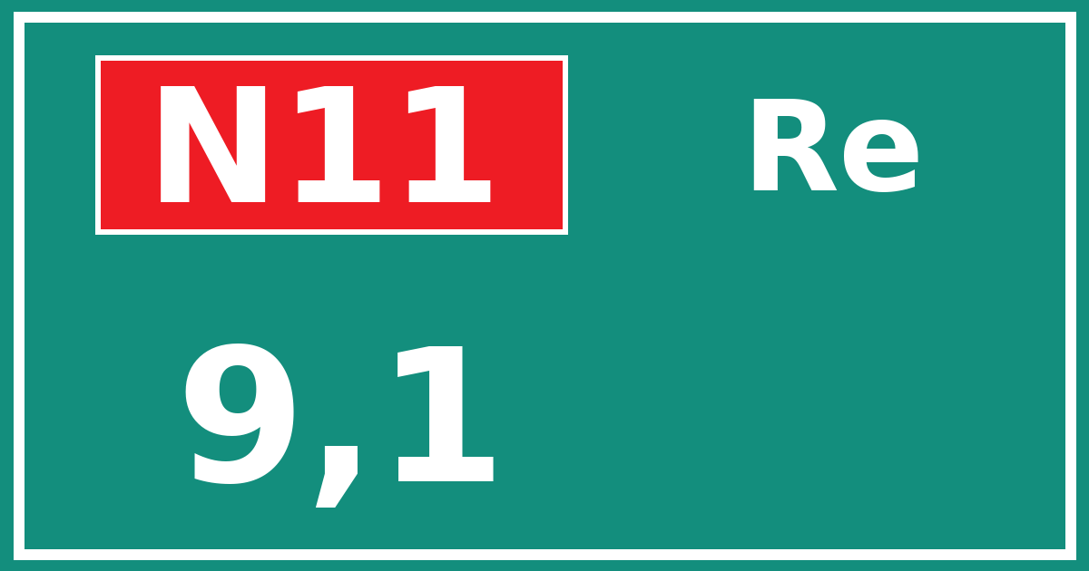 Hectometerbord N11 9,1 zijde Re