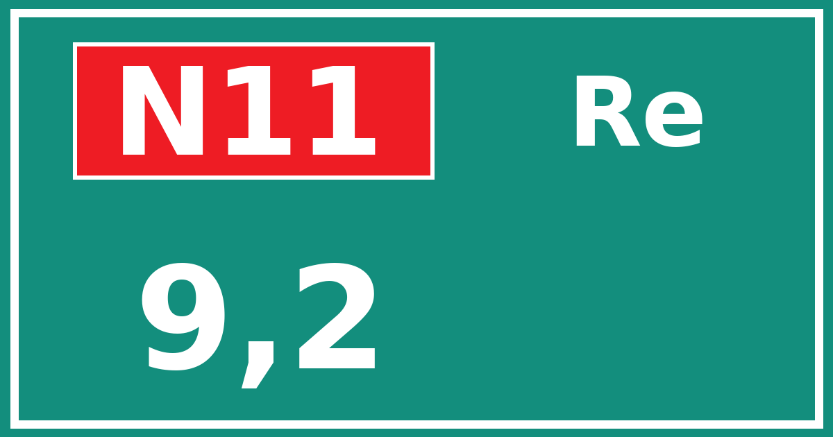 Hectometerbord N11 9,2 zijde Re