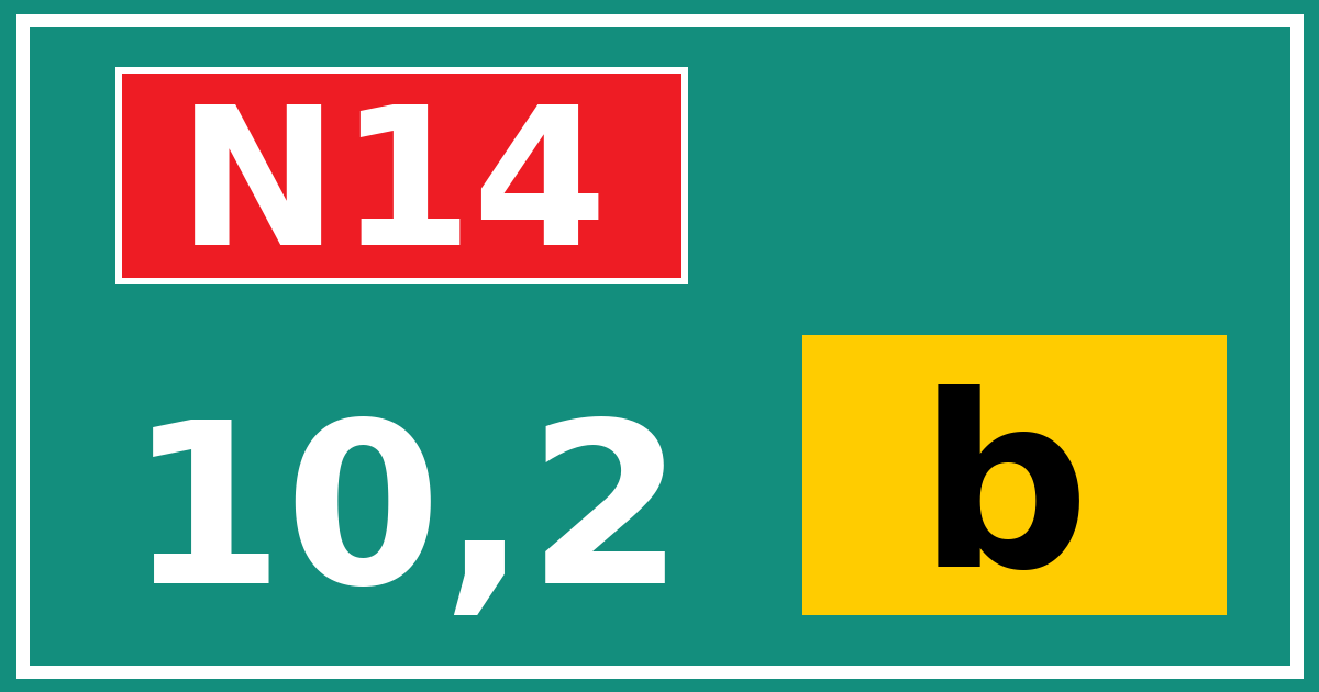 Hectometerbord N14 10,2 letter b