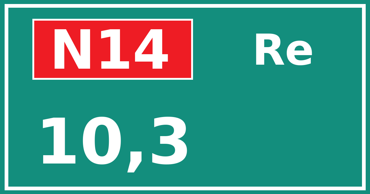 Hectometerbord N14 10,3 zijde Re