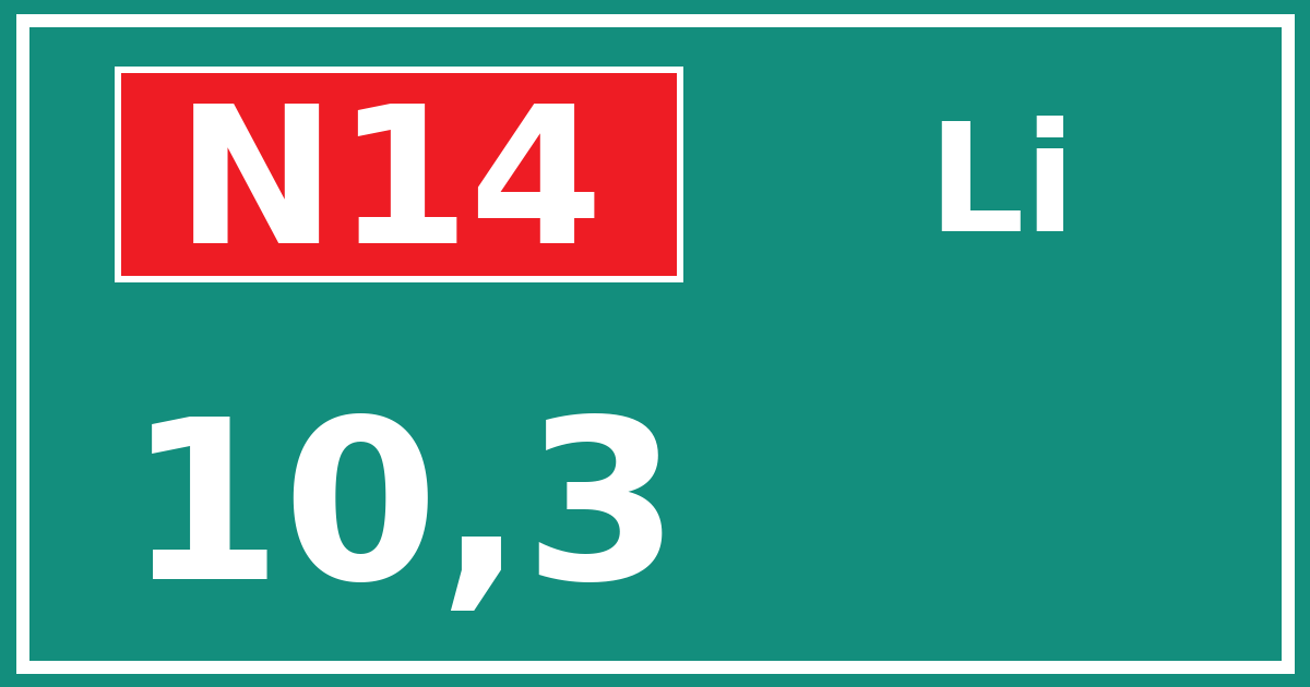 Hectometerbord N14 10,3 zijde Li