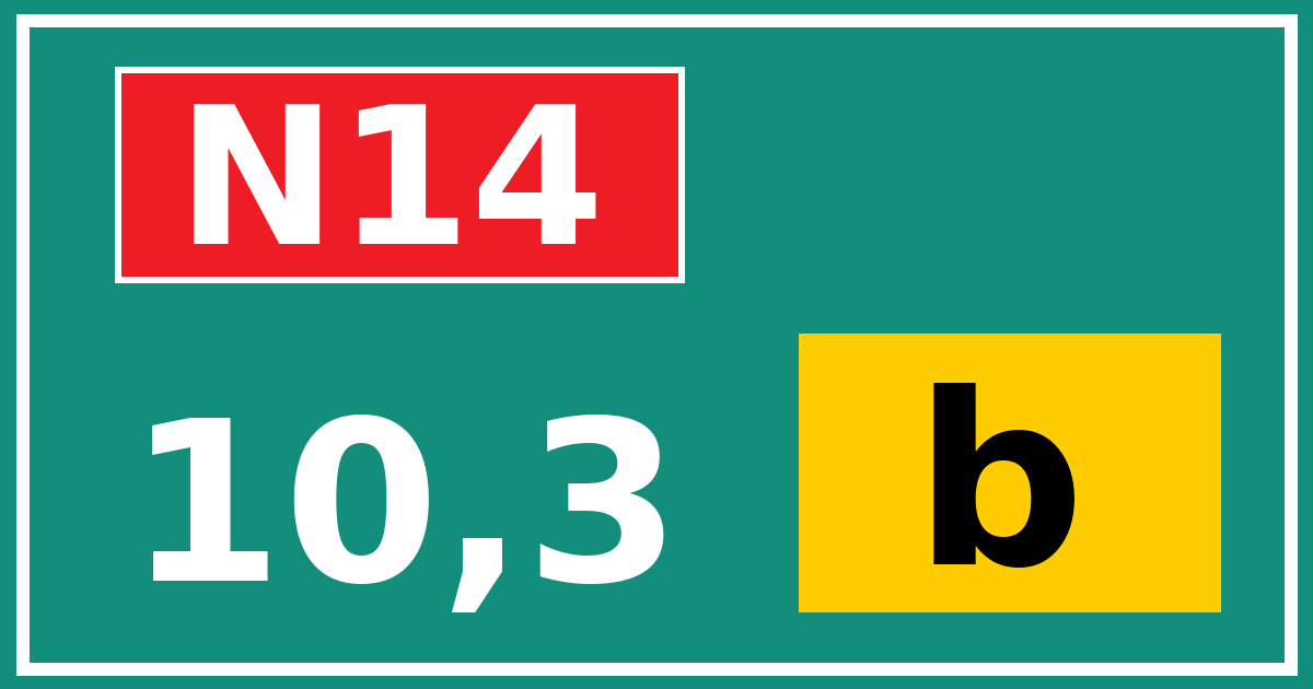 Hectometerbord N14 10,3 letter b