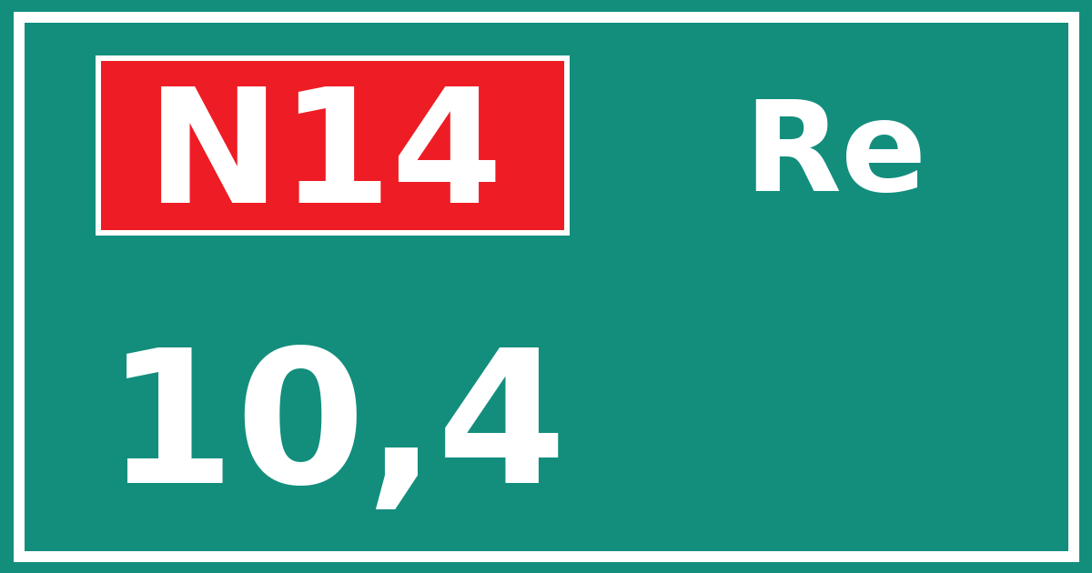 Hectometerbord N14 10,4 zijde Re