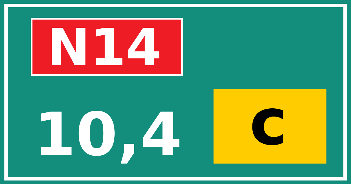 Hectometerbord N14 10,4 letter c