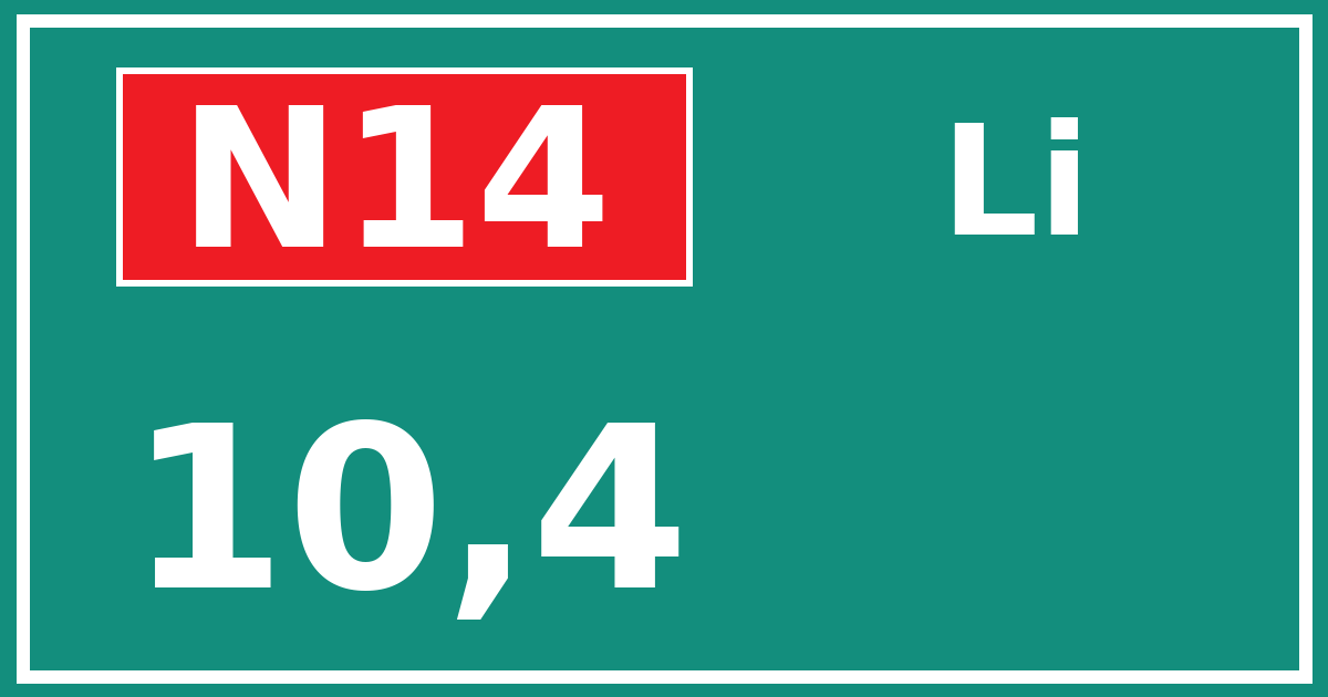 Hectometerbord N14 10,4 zijde Li