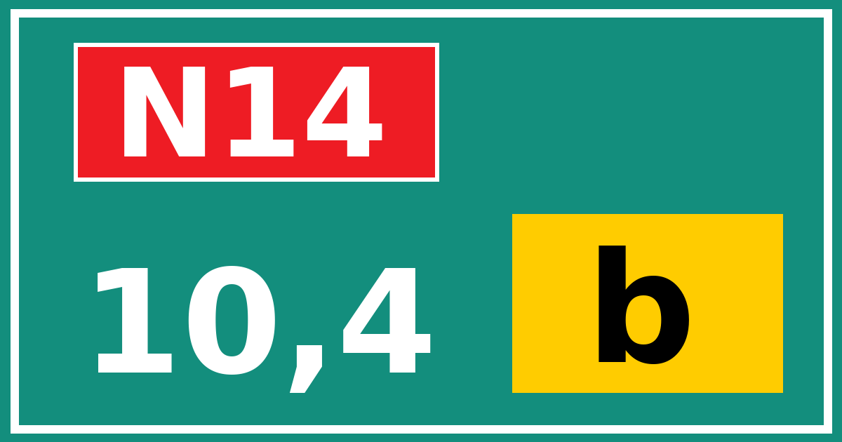 Hectometerbord N14 10,4 letter b