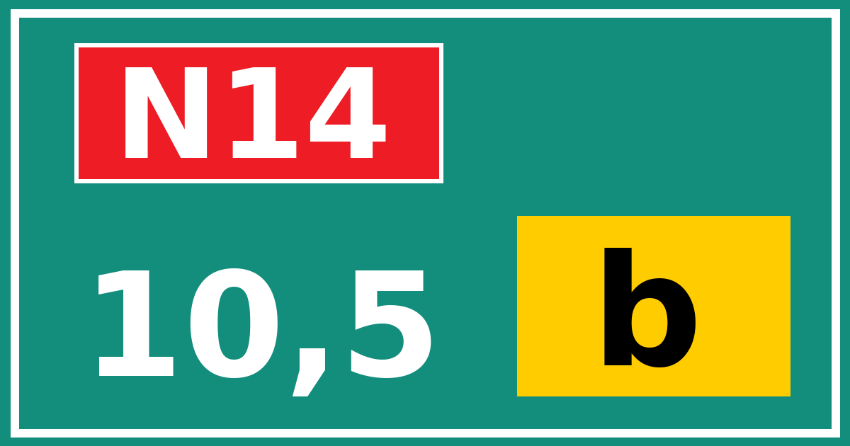 Hectometerbord N14 10,5 letter b
