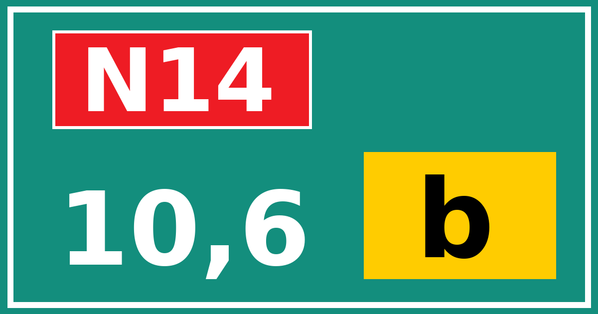 Hectometerbord N14 10,6 letter b