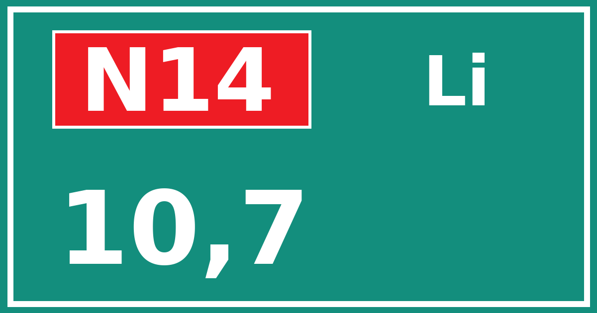 Hectometerbord N14 10,7 zijde Li