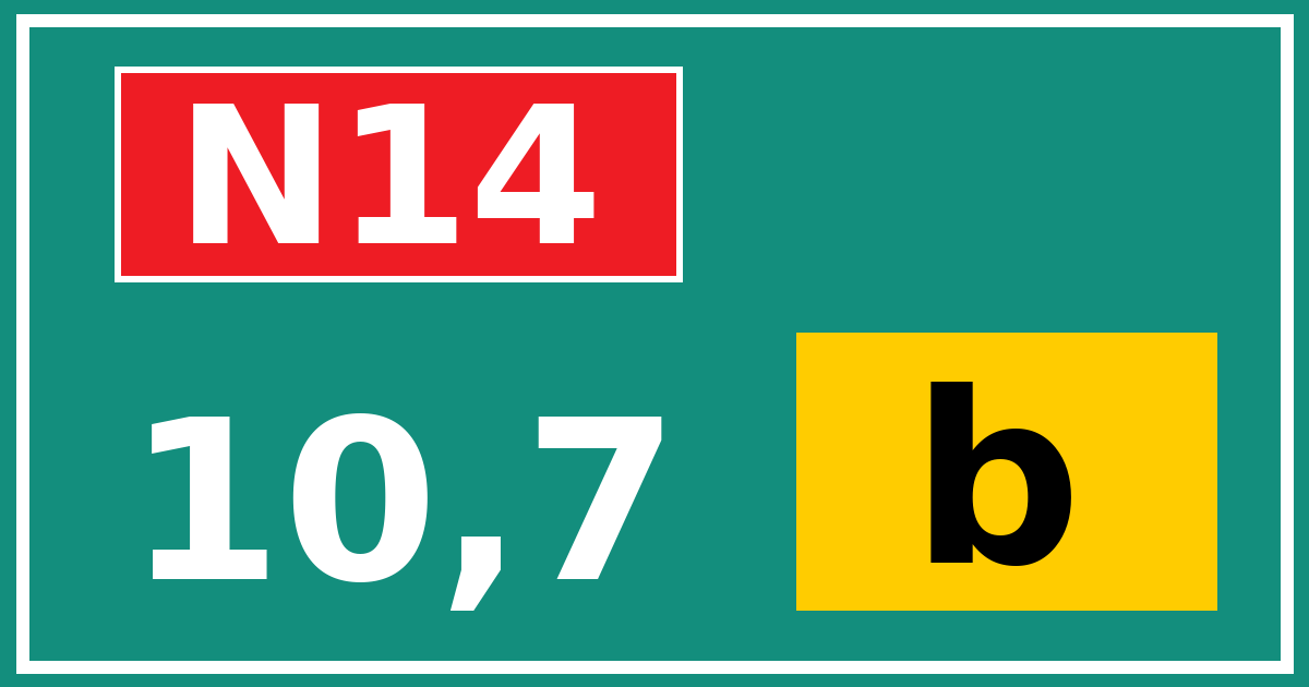 Hectometerbord N14 10,7 letter b