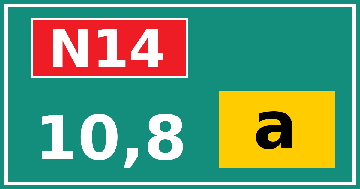 Hectometerbord N14 10,8 letter a