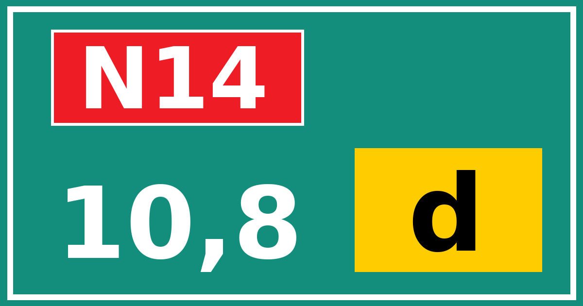 Hectometerbord N14 10,8 letter d