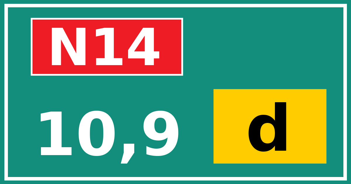 Hectometerbord N14 10,9 letter d