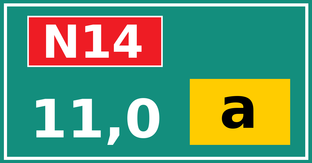 Hectometerbord N14 11,0 letter a