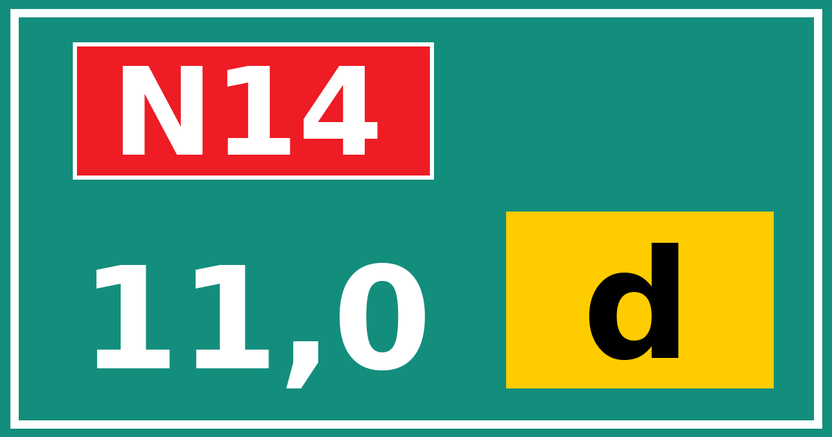 Hectometerbord N14 11,0 letter d