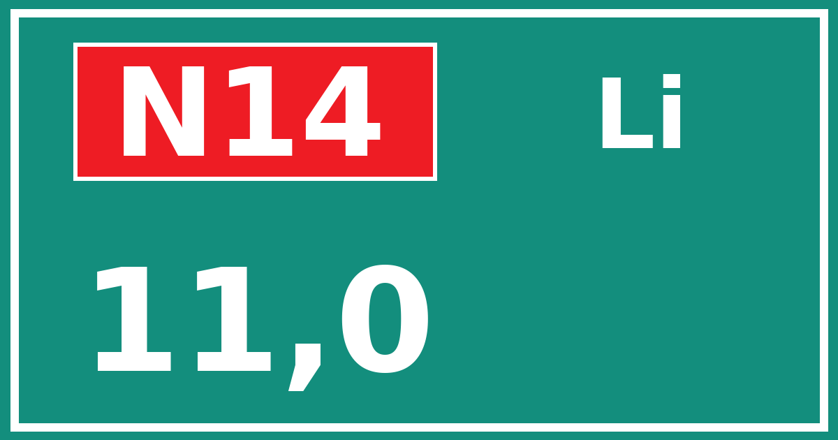 Hectometerbord N14 11,0 zijde Li