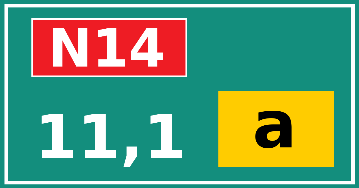 Hectometerbord N14 11,1 letter a
