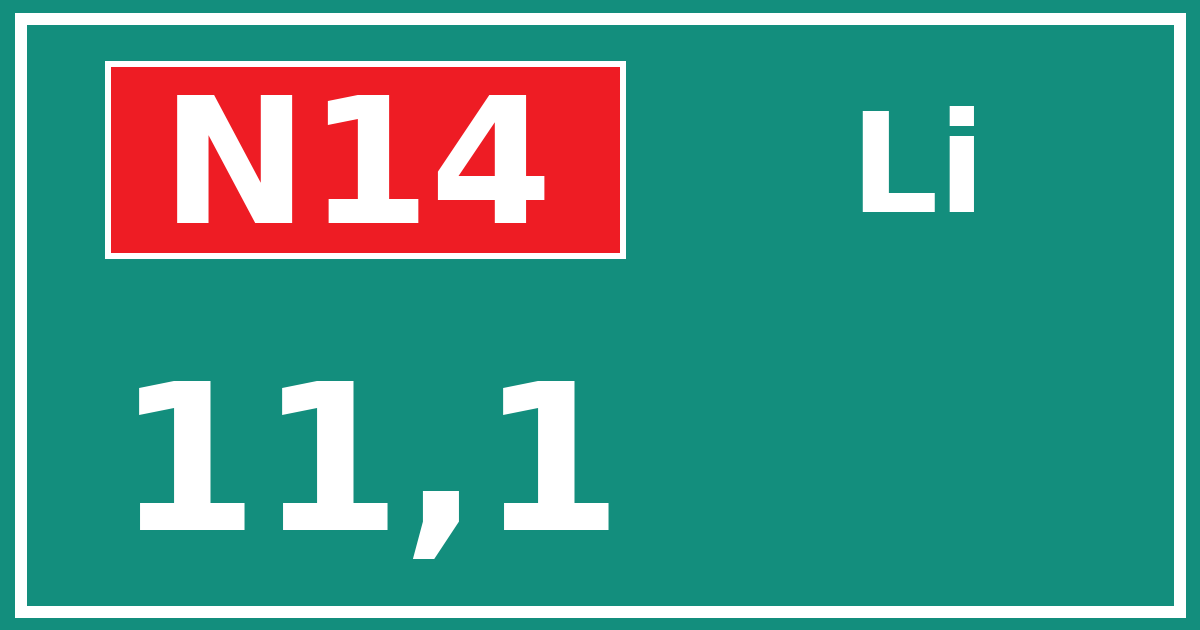 Hectometerbord N14 11,1 zijde Li