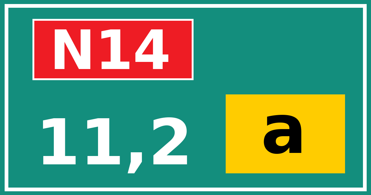 Hectometerbord N14 11,2 letter a
