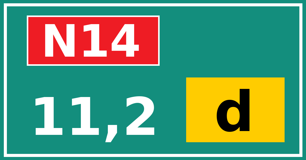 Hectometerbord N14 11,2 letter d