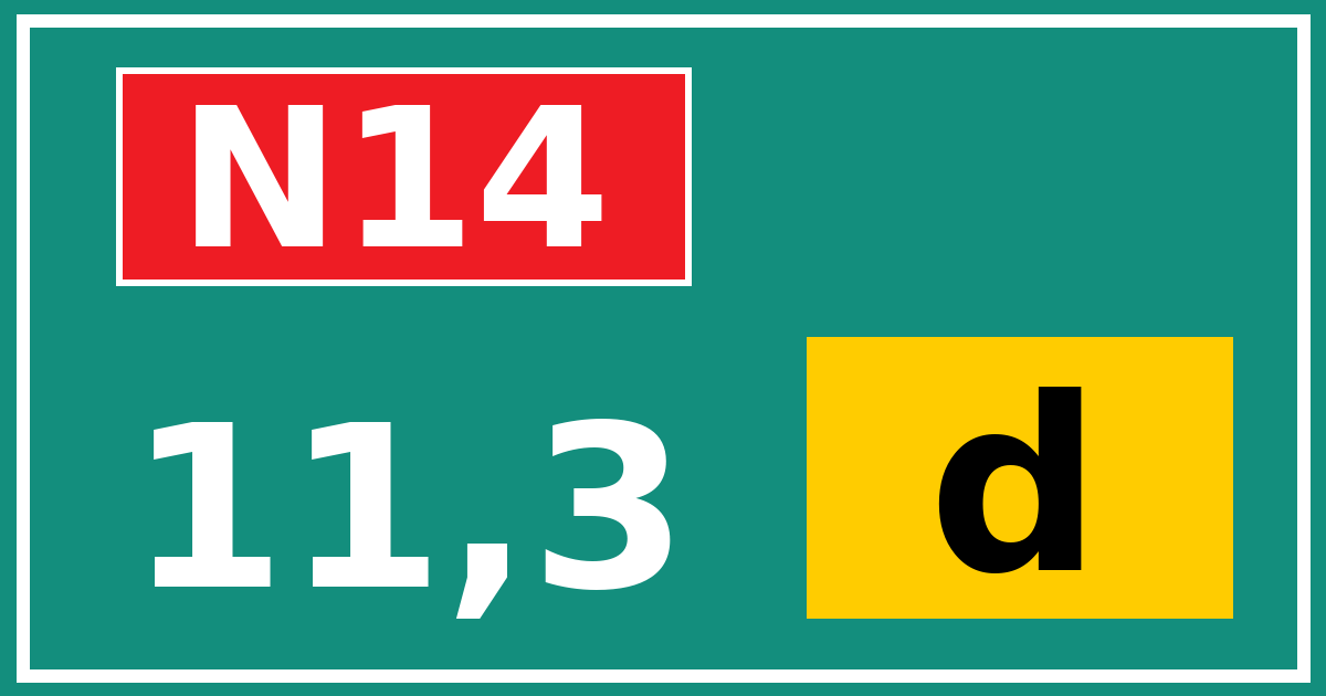Hectometerbord N14 11,3 letter d