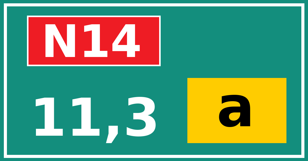 Hectometerbord N14 11,3 letter a