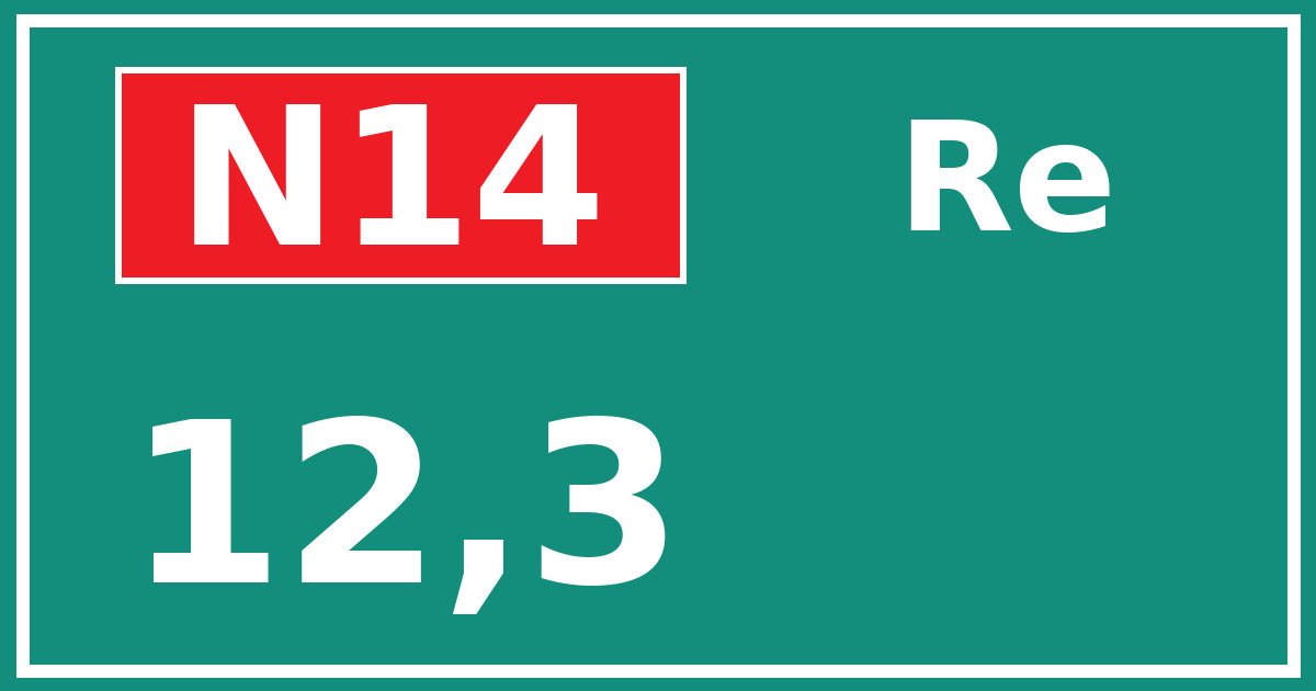 Hectometerbord N14 12,3 zijde Re